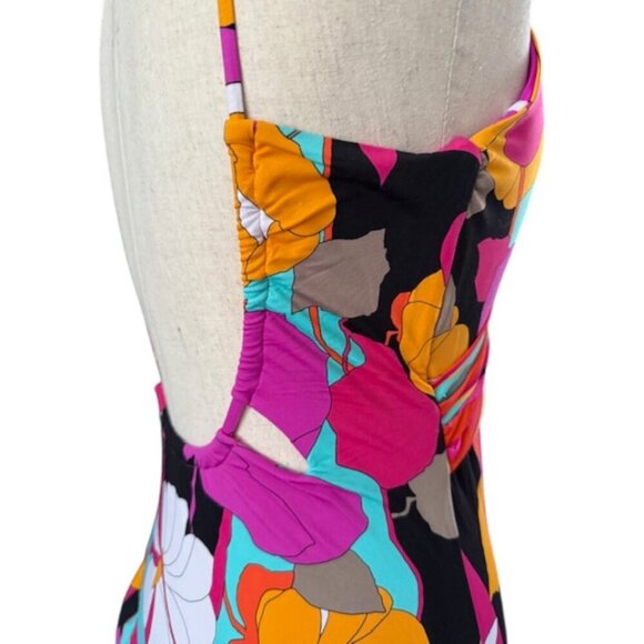 Trina Turk Gemini Plunge Neck Printed One Piece Swimsuit In Multi Color 10 NWT - Picture 9 of 16